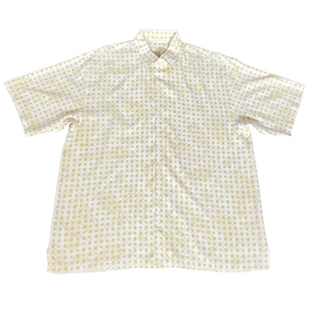 TOMMY BAHAMA Size XL 100% Silk Paisley Floral Jacquard Mens Hawaiian Camp‎ Shirt